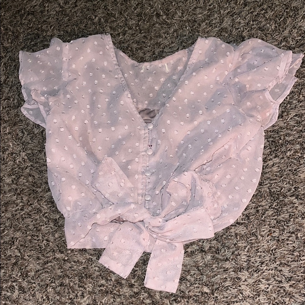 Pink Ruffled Blouse with Bow Detail